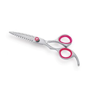 Fishbone Style Hair Thinning Scissor with pink anti slip rings